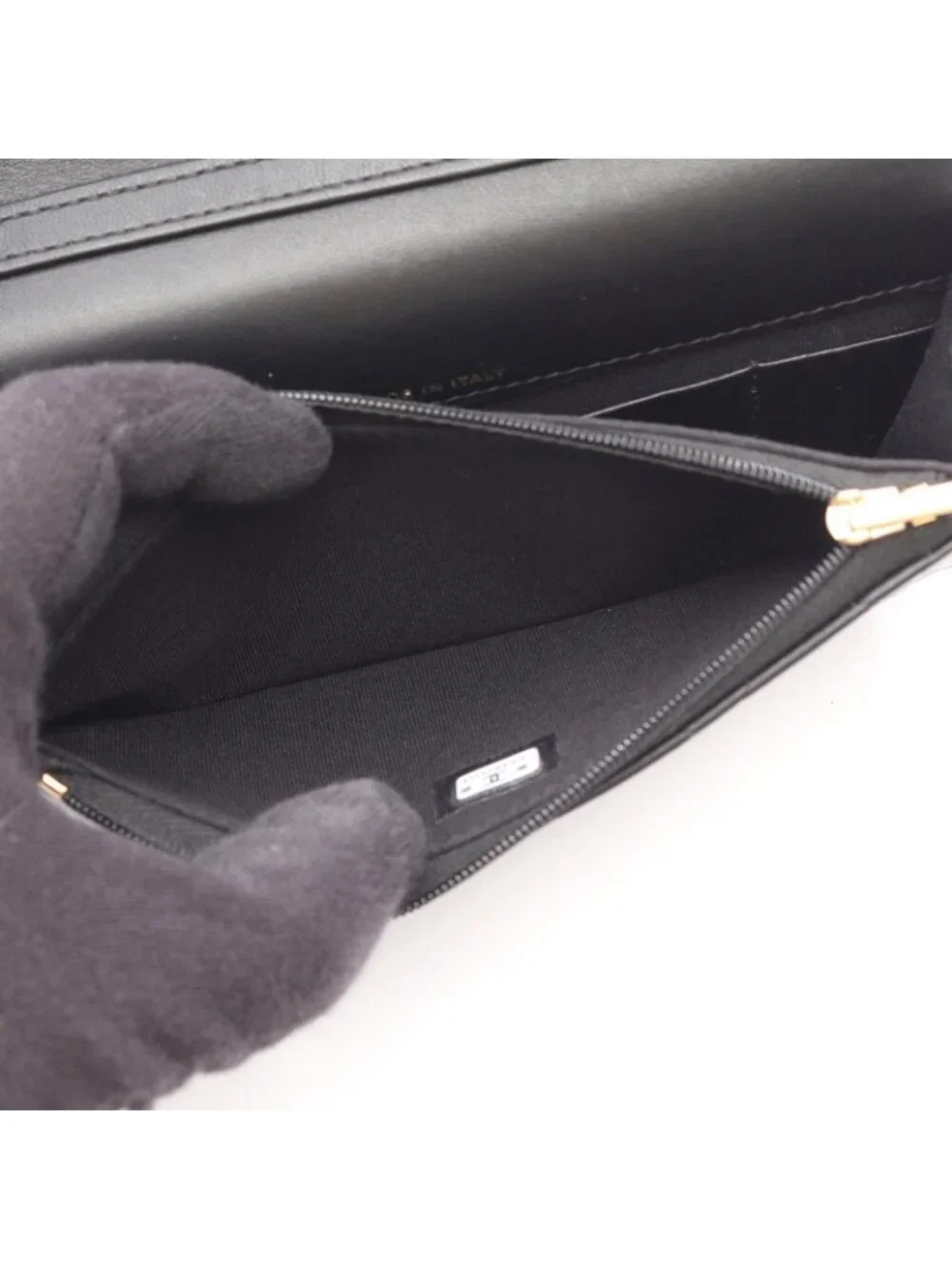 Chanel Shoulder Bag Quilted Black Lambskin Phone Case Chain Wallet